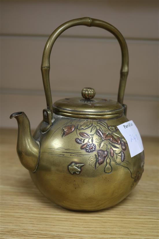 A Japanese bronze teapot and a cloisonne box